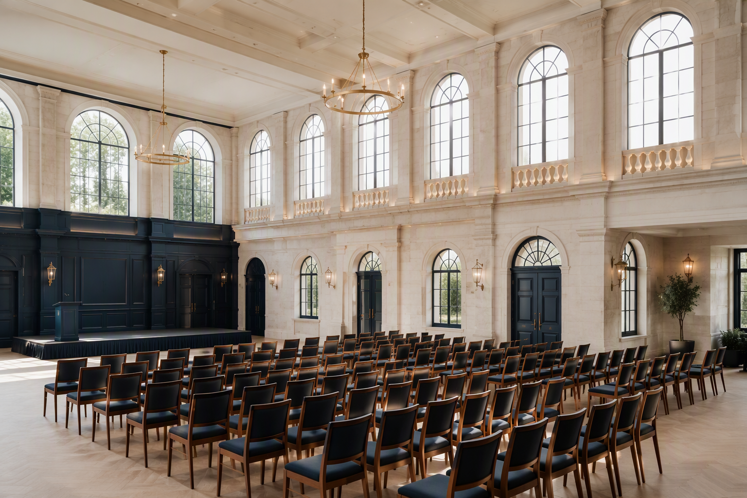 Westbourne Hall event space prepared for a conference